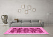 Machine Washable Abstract Pink Modern Rug in a Living Room, wshabs3844pnk