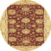 Round Machine Washable Abstract Saffron Yellow Rug, wshabs3844