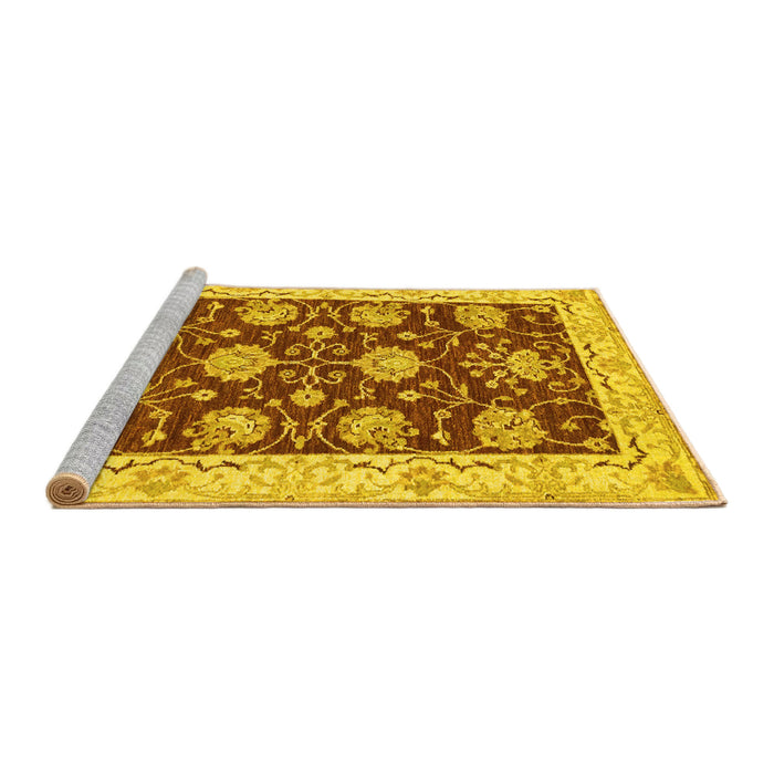 Sideview of Machine Washable Abstract Yellow Modern Rug, wshabs3844yw