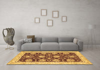 Machine Washable Abstract Brown Modern Rug, wshabs3844brn