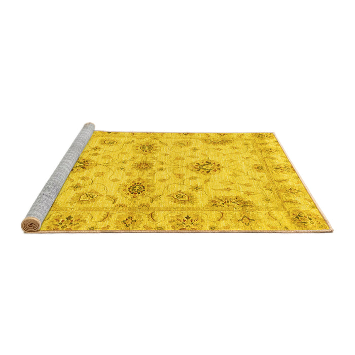 Sideview of Machine Washable Oriental Yellow Traditional Rug, wshabs3845yw