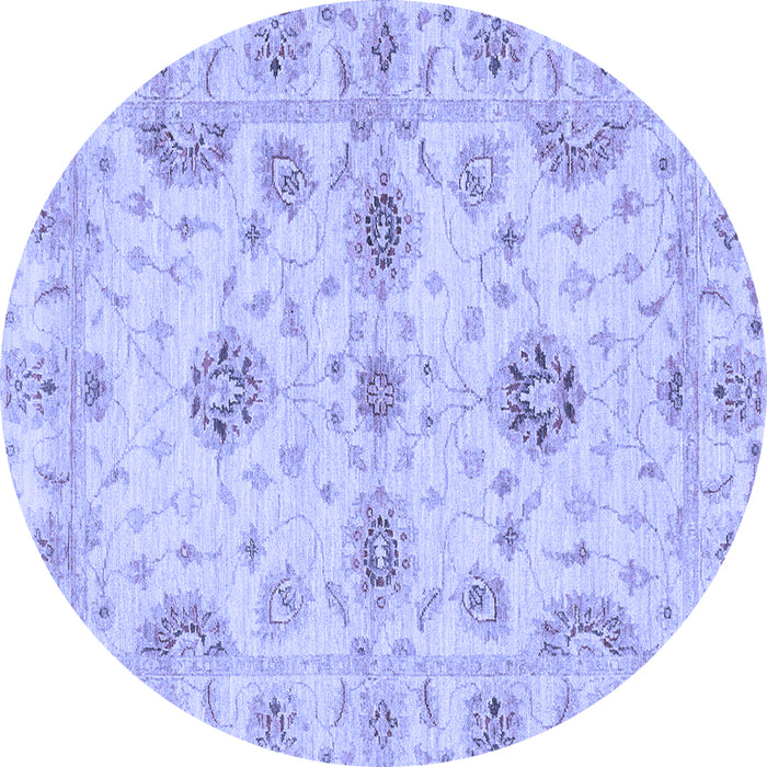 Round Machine Washable Oriental Blue Traditional Rug, wshabs3845blu