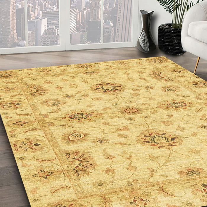 Machine Washable Abstract Yellow Rug in a Family Room, wshabs3845