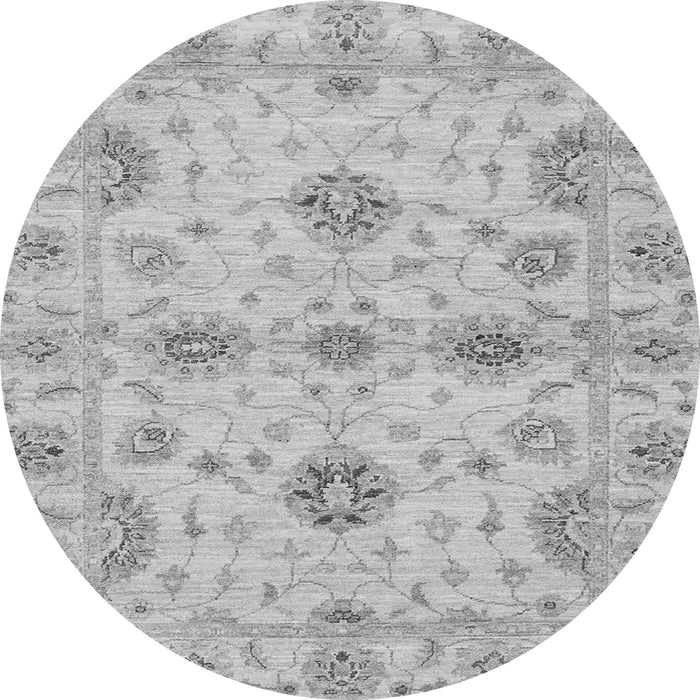 Round Machine Washable Oriental Gray Traditional Rug, wshabs3845gry