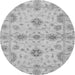 Round Machine Washable Oriental Gray Traditional Rug, wshabs3845gry