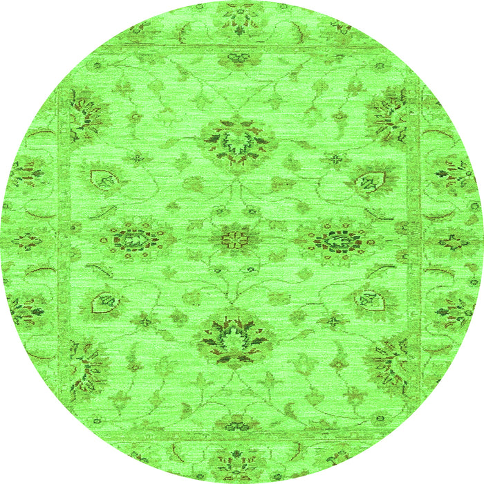 Round Machine Washable Oriental Green Traditional Area Rugs, wshabs3845grn