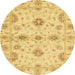 Round Machine Washable Abstract Yellow Rug, wshabs3845