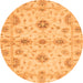 Round Machine Washable Oriental Orange Traditional Area Rugs, wshabs3845org