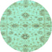 Round Oriental Light Blue Traditional Rug, abs3845lblu