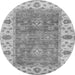 Round Machine Washable Oriental Gray Traditional Rug, wshabs3846gry