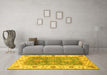 Machine Washable Oriental Yellow Traditional Rug in a Living Room, wshabs3846yw