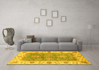 Machine Washable Oriental Yellow Traditional Rug, wshabs3846yw