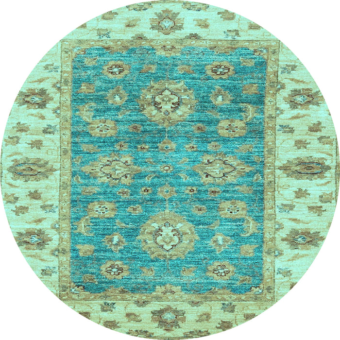 Round Oriental Light Blue Traditional Rug, abs3846lblu