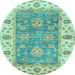 Round Oriental Light Blue Traditional Rug, abs3846lblu