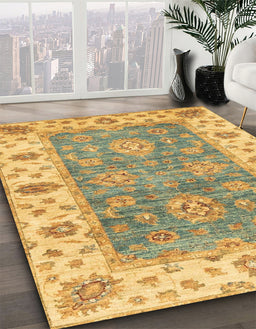 Abstract Cinnamon Brown Oriental Rug in Family Room, abs3846