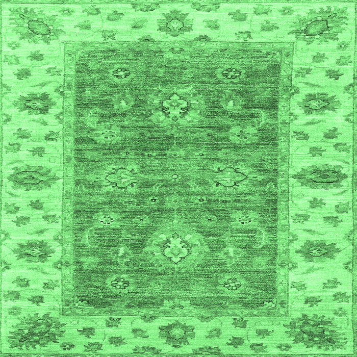 Square Machine Washable Oriental Emerald Green Traditional Area Rugs, wshabs3846emgrn