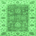 Square Machine Washable Oriental Emerald Green Traditional Area Rugs, wshabs3846emgrn