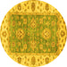 Round Machine Washable Oriental Yellow Traditional Rug, wshabs3846yw