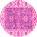 Round Machine Washable Oriental Pink Traditional Rug, wshabs3846pnk