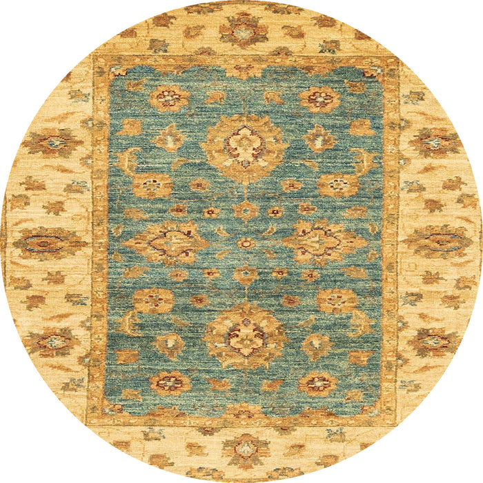 Round Abstract Cinnamon Brown Oriental Rug, abs3846