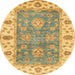 Round Abstract Cinnamon Brown Oriental Rug, abs3846