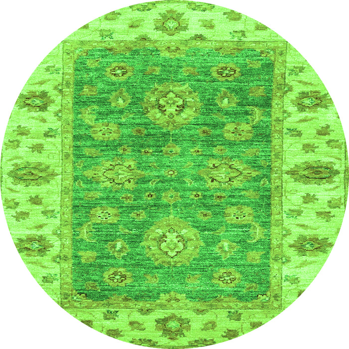 Round Machine Washable Oriental Green Traditional Area Rugs, wshabs3846grn