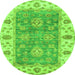 Round Machine Washable Oriental Green Traditional Area Rugs, wshabs3846grn