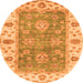 Round Machine Washable Oriental Orange Traditional Area Rugs, wshabs3846org