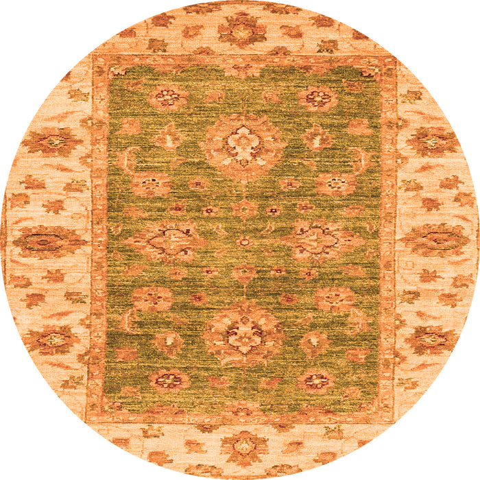 Round Oriental Orange Traditional Rug, abs3846org