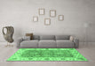 Machine Washable Oriental Emerald Green Traditional Area Rugs in a Living Room,, wshabs3846emgrn