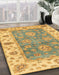 Abstract Cinnamon Brown Oriental Rug in Family Room, abs3846