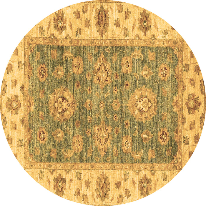 Round Oriental Brown Traditional Rug, abs3846brn