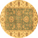 Round Oriental Brown Traditional Rug, abs3846brn