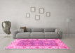 Machine Washable Oriental Pink Traditional Rug in a Living Room, wshabs3846pnk