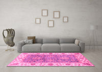 Machine Washable Oriental Pink Traditional Rug, wshabs3846pnk