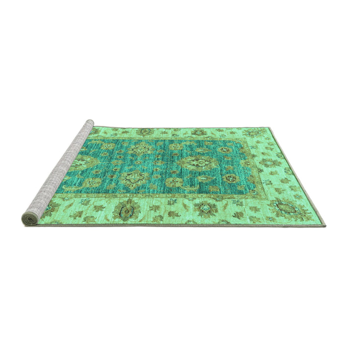 Sideview of Machine Washable Oriental Turquoise Traditional Area Rugs, wshabs3846turq