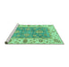 Sideview of Machine Washable Oriental Turquoise Traditional Area Rugs, wshabs3846turq