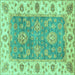 Square Oriental Turquoise Traditional Rug, abs3846turq