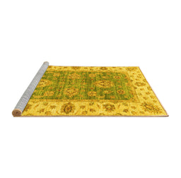 Sideview of Machine Washable Oriental Yellow Traditional Rug, wshabs3846yw