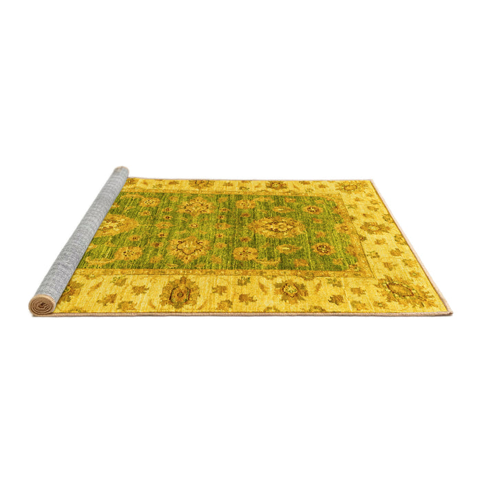 Sideview of Machine Washable Oriental Yellow Traditional Rug, wshabs3846yw