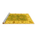 Sideview of Machine Washable Oriental Yellow Traditional Rug, wshabs3846yw