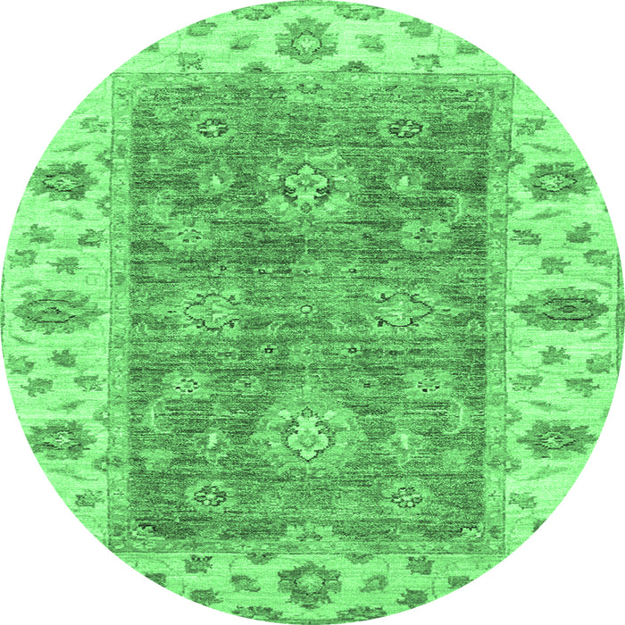 Round Oriental Emerald Green Traditional Rug, abs3846emgrn