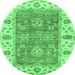 Round Oriental Emerald Green Traditional Rug, abs3846emgrn