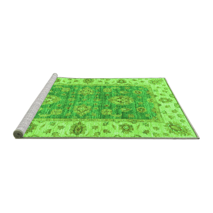 Sideview of Machine Washable Oriental Green Traditional Area Rugs, wshabs3846grn