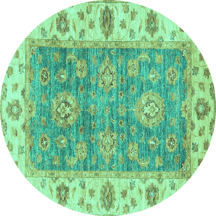 Round Oriental Turquoise Traditional Rug, abs3846turq