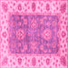 Square Machine Washable Oriental Pink Traditional Rug, wshabs3846pnk