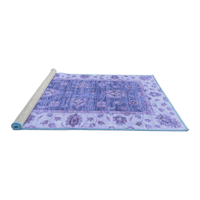 Sideview of Machine Washable Oriental Blue Traditional Rug, wshabs3846blu