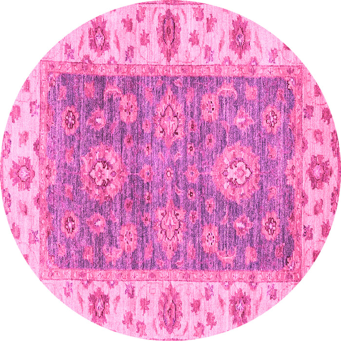 Round Oriental Pink Traditional Rug, abs3846pnk