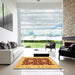 Square Machine Washable Abstract Orange Red Rug in a Living Room, wshabs3847