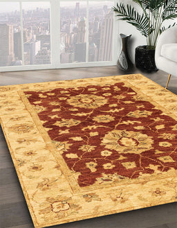Machine Washable Abstract Orange Red Rug in a Family Room, wshabs3847